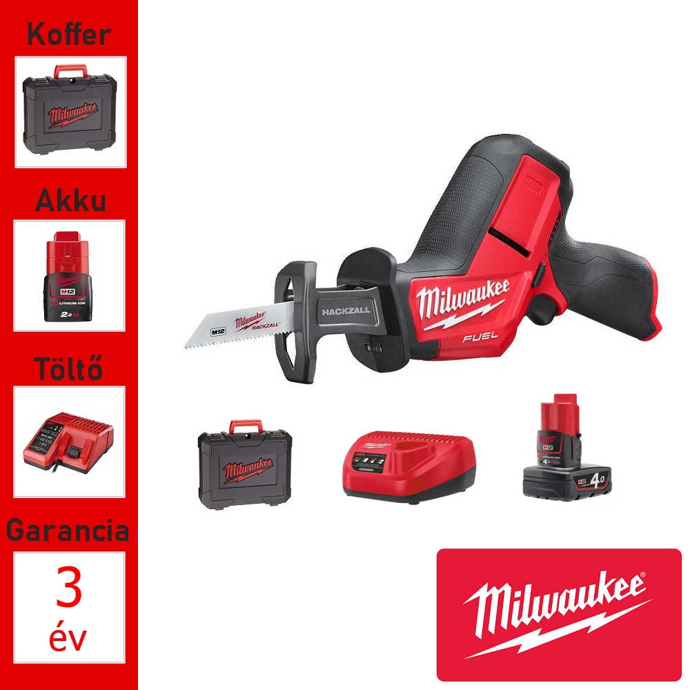Milwaukee 12V akkus kézifűrész + 2db 4Ah akku, töltő, koffer